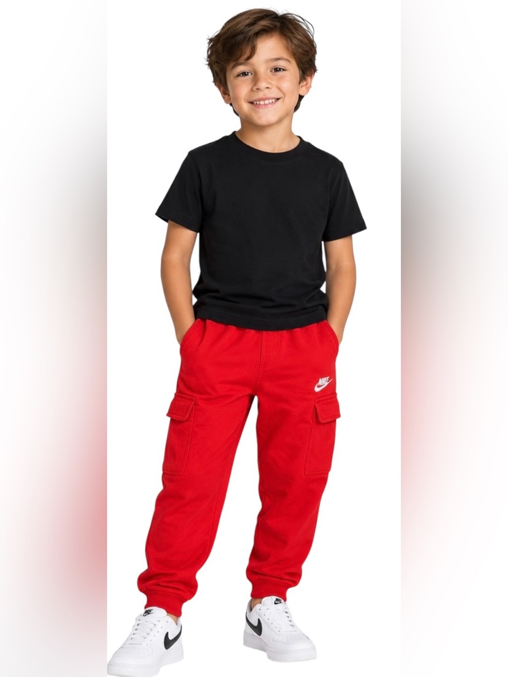 Nike Sportswear Club Fleece Cargo Pants Sz M Boys Red